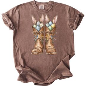 Comfort Colors Easter Cowboy Boots T-Shirt Bunny Ears Western Spring Graphic Tee in Kuwait