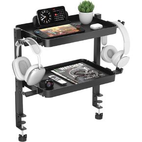 KDD 7 in 1 Desk Side Organizer Set, Under Desk Laptop Holder Storage, No Drill Laptop Mount with 2 Cup Holder, Pen Holder, Headphone Hanger and 2 Pin Magnet, Detachable Hanging Stand for Office & Home in Kuwait