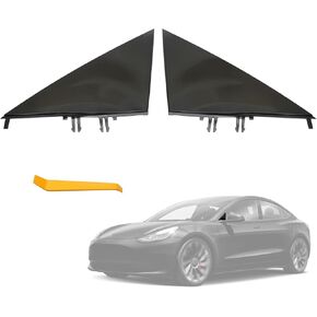 A Pair Of Mirror Triangle Cover Compatible With 2017-2024 Tesla Model 3, Black Mirror Triangle Panel Trim Replacement For 1130655-00-D, 1130656-00-D, 1130655-00-E, 1130656-00-E in Kuwait