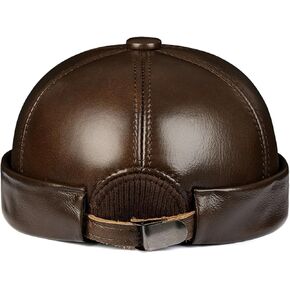 جلد حقيقي للرجال جلد طبيعي Skullcap بدون إطار قبعة المالك دوكر قبعة توالت الكفة الرجعية بيني قبعة قبعات بحار دافئة in Kuwait