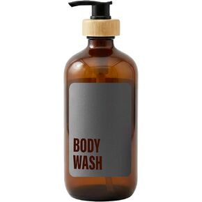 موزع صابون الأطباق الزجاجي من سافي آند سورتيد لحوض المطبخ سعة 1 لتر، موزع صابون اليد للحمام، زجاجات زجاجية شفافة قابلة لإعادة الملء مع مضخة من الخيزران الأبيض لغسل اليدين السائل، 34 أونصة سائلة in Kuwait