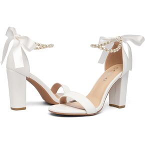 2025 Heel Sandals Wedding Party Pearl Bowknot Chunky Heel European and American Pumps in Saudi Arabia