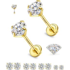 8 قطع مويسانيتي وزرع درجة G23 من التيتانيوم أقراط أنف مسطحة الظهر لا تسبب الحساسية: حلقات أنف مطلية بالذهب عيار 14 قيراط 20 جرام دفع في مجوهرات ثقب الغضروف الحلزوني بدون خيط للنساء والرجال in Kuwait