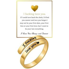 I Fvcking Love You Engraved Ring Stainless Steel Spiral Promise Rings for Men Women in Saudi Arabia