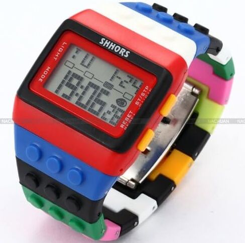 قوس قزح اللبنات الرقمية LED ضوء السيدات الرجال الرياضة للماء ووتش LED087 in Kuwait