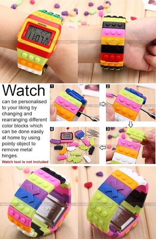 قوس قزح اللبنات الرقمية LED ضوء السيدات الرجال الرياضة للماء ووتش LED087 in Kuwait