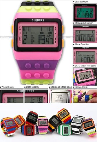 قوس قزح اللبنات الرقمية LED ضوء السيدات الرجال الرياضة للماء ووتش LED087 in Kuwait