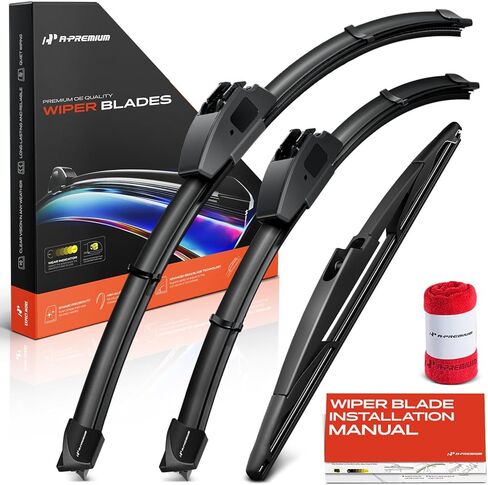 A-Premium 24"/18"/12" Windshield Wiper Blades Compatible with Hyundai Elantra 2009-2012 - Front Rear Wipers Blade Set for Hook/RL4 Arm Connector, with Wear Indicator & Towel (Pack of 3) in Saudi Arabia