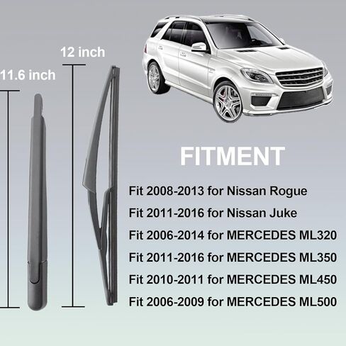 AUCERAMIC Rear Windsheild Back Wiper Arm and Blade Set Fit for Nissan Rogue 2008-2013 Nissan Juke 2011-2016 MERCEDES ML320 2007-2009 MERCEDES ML350 2006-2014 MERCEDES ML450 2010-2011 28780JM00A in Saudi Arabia