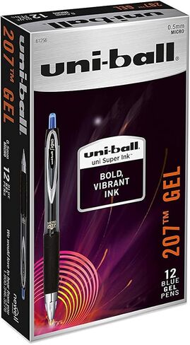 Uni-ball 61256 Signo Gel 207 قلم جل قابل للسحب بكرة دوارة حبر أزرق ميكرو فاين دزينة in Saudi Arabia
