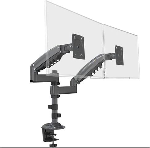 H180 Dual Monitor Table Stand Gas Spring Full Motion 17" - 27" LCD TV Stand Double Arm Clamping Bracket 2-9kg Each(Matte Charcoal) in Saudi Arabia