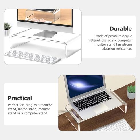 balacoo Acrylic Monitor Stand Riser Small Computer Heightening Stand with Neck Support for Laptop Desk Organizer Home Office in Saudi Arabia