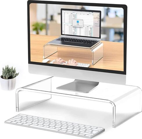 balacoo Acrylic Monitor Stand Riser Small Computer Heightening Stand with Neck Support for Laptop Desk Organizer Home Office in Saudi Arabia
