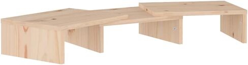 Solid Pine Wood Monitor Stand Adjustable Length Rustic Natural Finish for Home Office Desk Ergonomic Storage Shelves in Saudi Arabia
