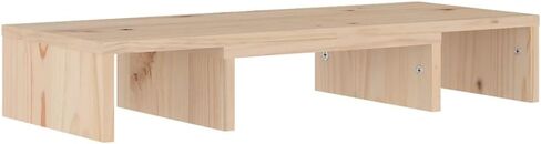 Solid Pine Wood Monitor Stand Adjustable Length Rustic Natural Finish for Home Office Desk Ergonomic Storage Shelves in Saudi Arabia