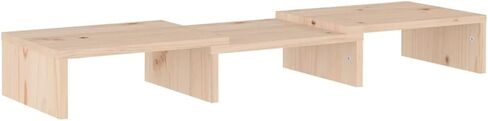 Solid Pine Wood Monitor Stand Adjustable Length Rustic Natural Finish for Home Office Desk Ergonomic Storage Shelves in Saudi Arabia