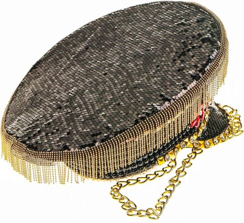 Black Gold Jewels Burning Man Festival Rave Hat, Holographic Crystal Rhinestones Military Captain Festival Hat Party Cosplay in Kuwait