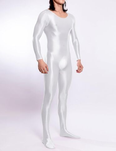 FEOYA Men Shiny Full Bodysuit Metallic Glossy Jumpsuit Sheer Silky Romper for Club Party Workout Cosplay in Saudi Arabia