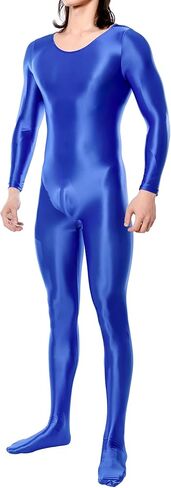 FEOYA Men Shiny Full Bodysuit Metallic Glossy Jumpsuit Sheer Silky Romper for Club Party Workout Cosplay in Saudi Arabia