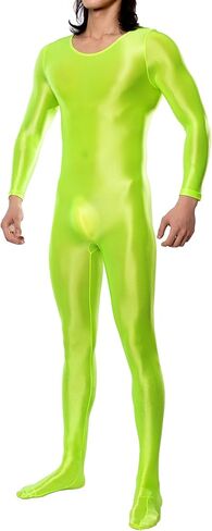 FEOYA Men Shiny Full Bodysuit Metallic Glossy Jumpsuit Sheer Silky Romper for Club Party Workout Cosplay in Saudi Arabia