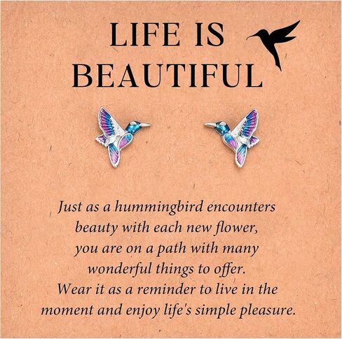 GULICX Hummingbird Gifts for Women, Hummingbird Earrings Jewelry Decor, Christmas Birthday Gifts for Her Women Girls Friends with Card in Kuwait