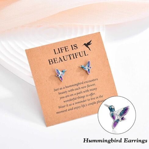 GULICX Hummingbird Gifts for Women, Hummingbird Earrings Jewelry Decor, Christmas Birthday Gifts for Her Women Girls Friends with Card in Kuwait