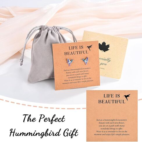 GULICX Hummingbird Gifts for Women, Hummingbird Earrings Jewelry Decor, Christmas Birthday Gifts for Her Women Girls Friends with Card in Kuwait
