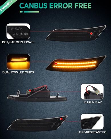 Smoked Lens Full Led Bumper Side Marker Lights for Chevy Blazer 2019-2023, for Cadillac XT5 2017-2024, for Cadillac ATS 2013-2014 Smoekd Lens Front Markers Driving Singal Lamps, pack of 2 in Kuwait