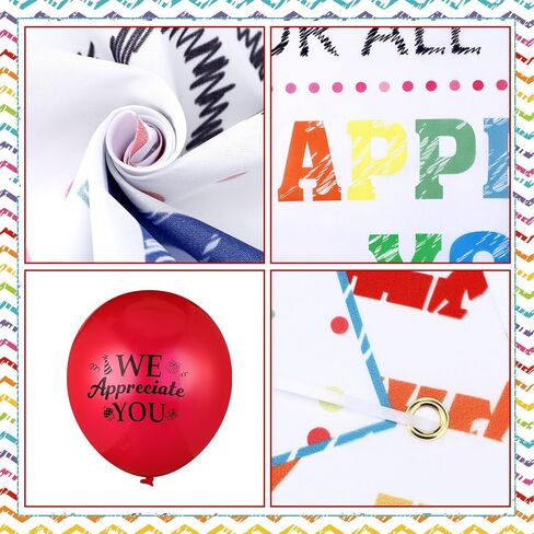 24 Pcs We Appreciate You Party Decorations Colorful Thank You Banner Employee Retirement Appreciate Graduation Party Backdrop Decorations Balloons for Employee Teacher Nurse Appreciation in Saudi Arabia