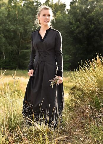 Battle-Merchant Meira Medieval Lace-Up Dress for Women Cotton Gown with Velvet Trim, Renaissance Faire, LARP & Gothic Costume in Saudi Arabia
