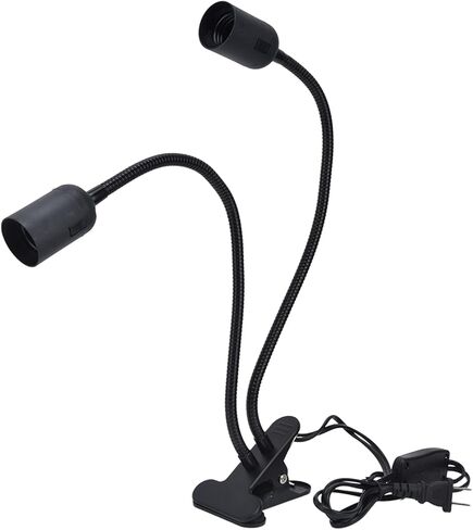 Milltrip Double Headed LED Desk Lamp Holder, Desk Clip Clamp Lamp Holder Lamp Bulb Adapter E27/E26 Black 360 ° Flexible Rotation Material 100‑240v Office Desk Clip On Lamp Holder Clamp Desk Lamp (#1) in Saudi Arabia