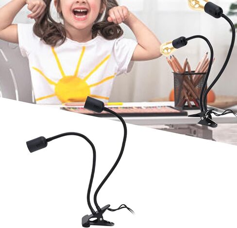 Milltrip Double Headed LED Desk Lamp Holder, Desk Clip Clamp Lamp Holder Lamp Bulb Adapter E27/E26 Black 360 ° Flexible Rotation Material 100‑240v Office Desk Clip On Lamp Holder Clamp Desk Lamp (#1) in Saudi Arabia