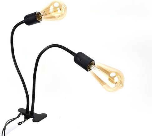 Milltrip Double Headed LED Desk Lamp Holder, Desk Clip Clamp Lamp Holder Lamp Bulb Adapter E27/E26 Black 360 ° Flexible Rotation Material 100‑240v Office Desk Clip On Lamp Holder Clamp Desk Lamp (#1) in Saudi Arabia
