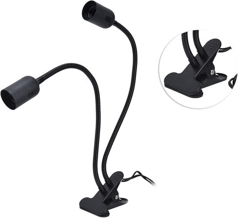 Milltrip Double Headed LED Desk Lamp Holder, Desk Clip Clamp Lamp Holder Lamp Bulb Adapter E27/E26 Black 360 ° Flexible Rotation Material 100‑240v Office Desk Clip On Lamp Holder Clamp Desk Lamp (#1) in Saudi Arabia