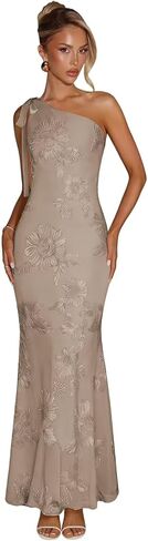 One Shoulder Floral Bridesmaid Dresses Chiffon Long Mermaid Formal Wedding Guest Dress in Kuwait