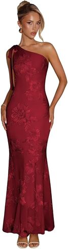 One Shoulder Floral Bridesmaid Dresses Chiffon Long Mermaid Formal Wedding Guest Dress in Saudi Arabia