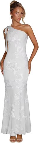 One Shoulder Floral Bridesmaid Dresses Chiffon Long Mermaid Formal Wedding Guest Dress in Saudi Arabia