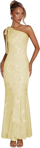 One Shoulder Floral Bridesmaid Dresses Chiffon Long Mermaid Formal Wedding Guest Dress in Saudi Arabia