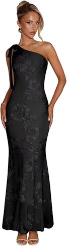 One Shoulder Floral Bridesmaid Dresses Chiffon Long Mermaid Formal Wedding Guest Dress in Saudi Arabia
