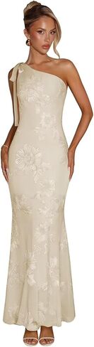 One Shoulder Floral Bridesmaid Dresses Chiffon Long Mermaid Formal Wedding Guest Dress in Saudi Arabia