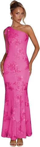 One Shoulder Floral Bridesmaid Dresses Chiffon Long Mermaid Formal Wedding Guest Dress in Saudi Arabia