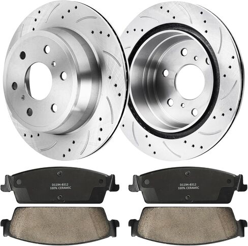 استبدال طقم الفرامل الخلفية لكاديلاك إسكاليد ESV شيفروليه سيلفرادو 1500 سوبربان تاهو جي إم سي سييرا 1500 يوكون 2007-2014 حفر دوارات الفرامل المشقوقة استبدال منصات الفرامل السيراميك in Kuwait