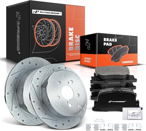 A-Premium 10.83 inch(275 mm) Front Drilled and Slotted Disc Brake Rotors + Ceramic Pads Kit Compatible with Select Scion and Toyota Models - tC 2005-2010 2.4L, Celica 2000-2005 1.8L, 6-PC Set in Saudi Arabia