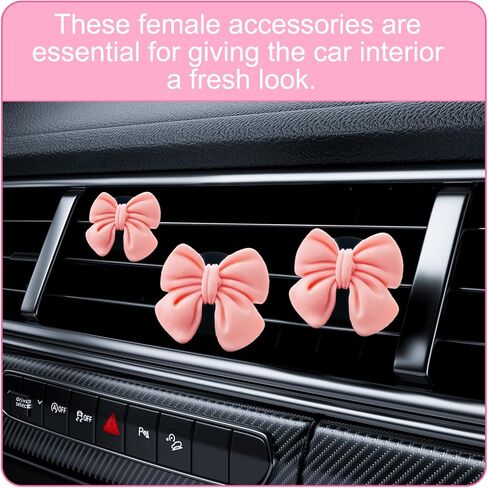 9 قطع من مشابك فتحة تهوية السيارة ذات القوس الوردي، ملحقات السيارة ذات القوس الوردي، ملحقات تنفيس السيارات اللطيفة والأنيقة، أشياء ساحرة للنساء، ملحقات داخلية جمالية بمشبك لمعظم المركبات in Kuwait