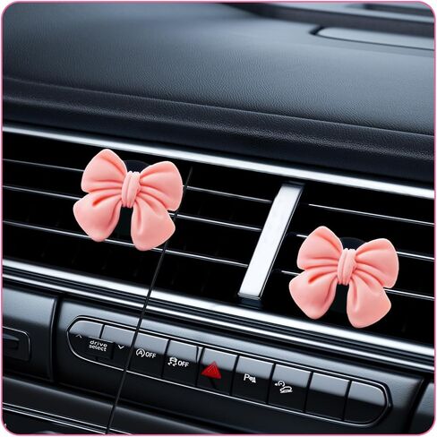 9 قطع من مشابك فتحة تهوية السيارة ذات القوس الوردي، ملحقات السيارة ذات القوس الوردي، ملحقات تنفيس السيارات اللطيفة والأنيقة، أشياء ساحرة للنساء، ملحقات داخلية جمالية بمشبك لمعظم المركبات in Kuwait