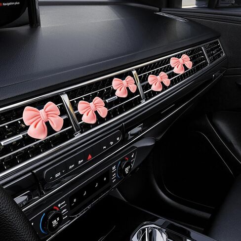 9 قطع من مشابك فتحة تهوية السيارة ذات القوس الوردي، ملحقات السيارة ذات القوس الوردي، ملحقات تنفيس السيارات اللطيفة والأنيقة، أشياء ساحرة للنساء، ملحقات داخلية جمالية بمشبك لمعظم المركبات in Kuwait