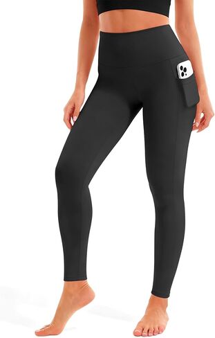 Blue Breath Leggings with Pockets for Women-High Waisted Full Length Yoga Pants Tummy Control Workout Athletic Daily in Saudi Arabia