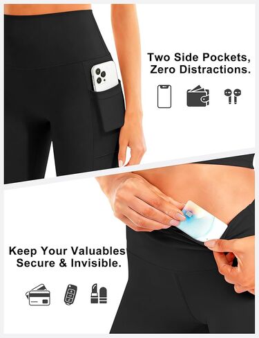 Blue Breath Leggings with Pockets for Women-High Waisted Full Length Yoga Pants Tummy Control Workout Athletic Daily in Saudi Arabia
