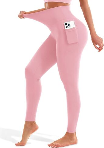 Blue Breath Leggings with Pockets for Women-High Waisted Full Length Yoga Pants Tummy Control Workout Athletic Daily in Saudi Arabia
