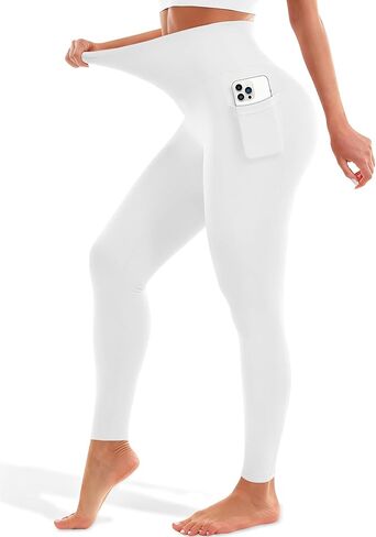 Blue Breath Leggings with Pockets for Women-High Waisted Full Length Yoga Pants Tummy Control Workout Athletic Daily in Saudi Arabia